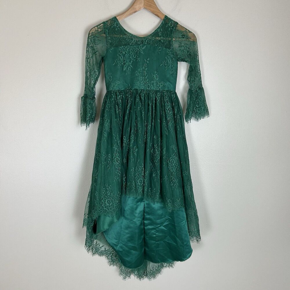 Trish Scully Girls Dress Lace Special Dress with 3 Layer Skirt Size 8 Green
